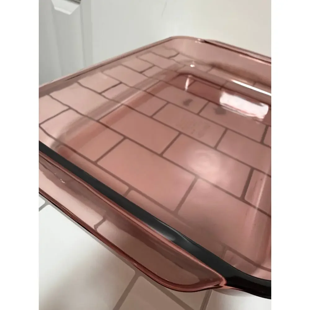 Vintage Pyrex Cranberry 13x9 Glass Baking Dishes 283-R 2Qt Set of 2 USA